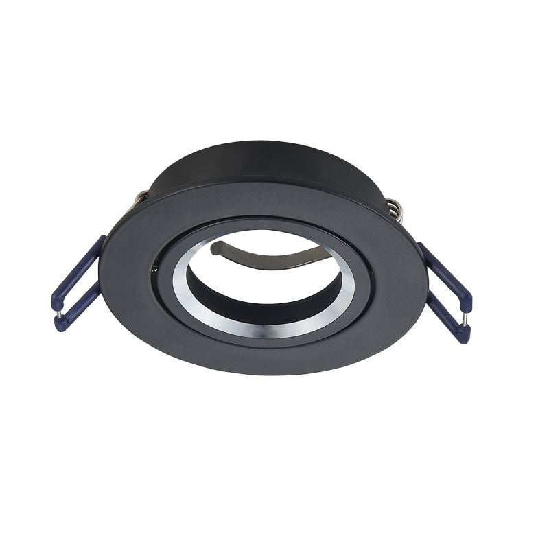 GU10 Armatuur zwart Eos - Luxe Design - Mat Zwart - Zilveren Ring - Kantelbaar 1 GU10 Armatuur zwart
