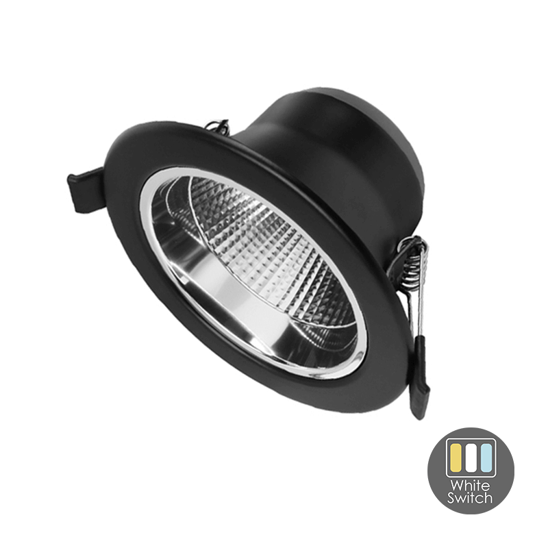 LED Downlight Reflector - TriColor - 10 Watt - Zaagmaat 92MM - 108MM - Zwart 2 LED-DOWNLIGHT-SIA-WHITE-SWITCH-Ø90-10W-ZWART