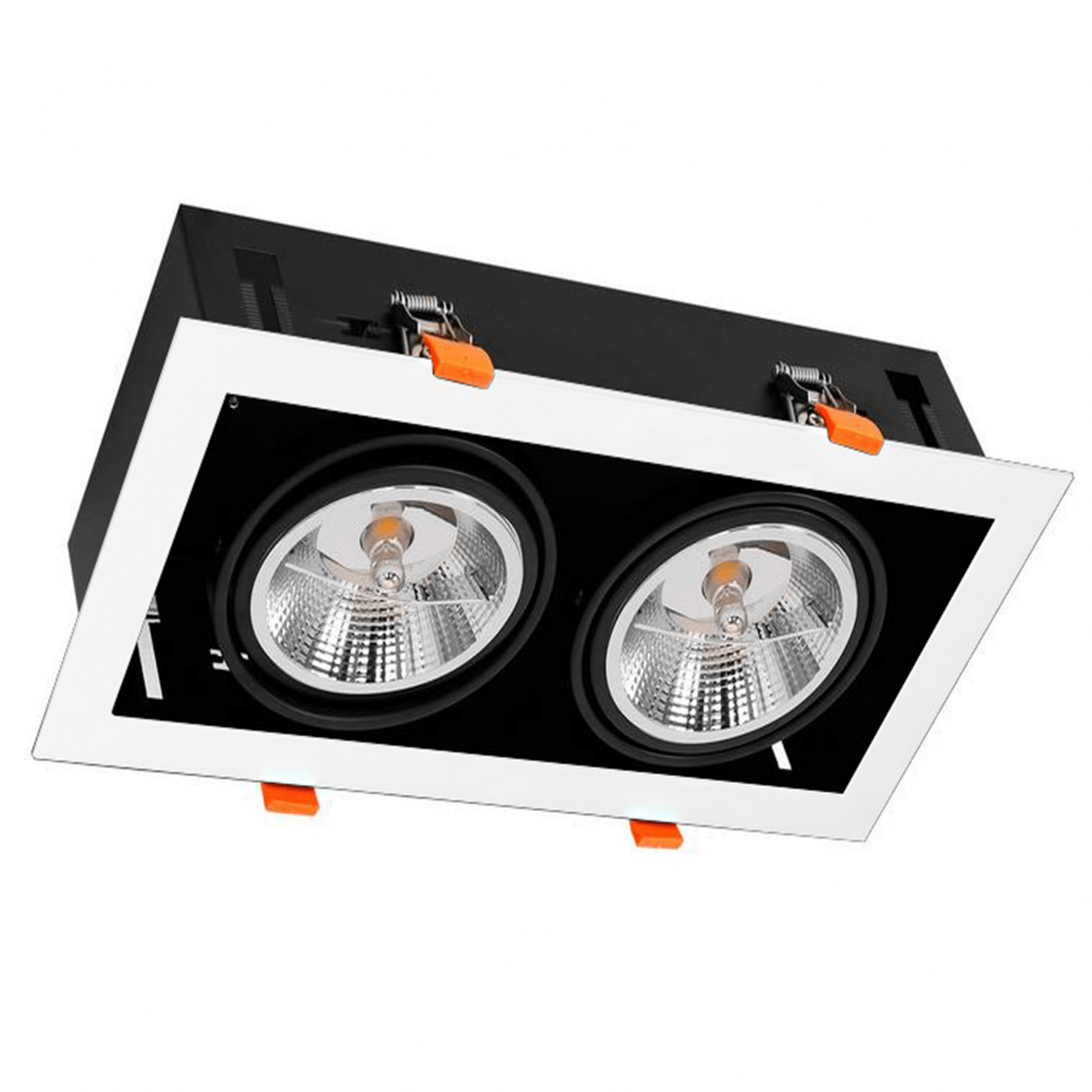Inbouwarmatuur AR111 Dubbel | vierkant | Zwart/Wit | excl. AR111 spot 1 dfg-white02 (1)