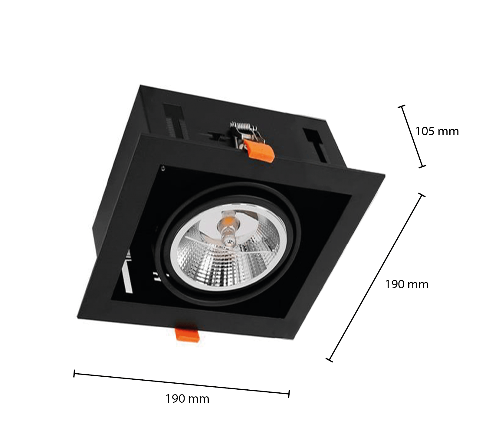 LED AR111 inbouwarmatuur | vierkant | Zwart | exclusief AR111 spot 2 led-ar111-inbouwarmatuur-enkel-zwart-enkel-outledtl
