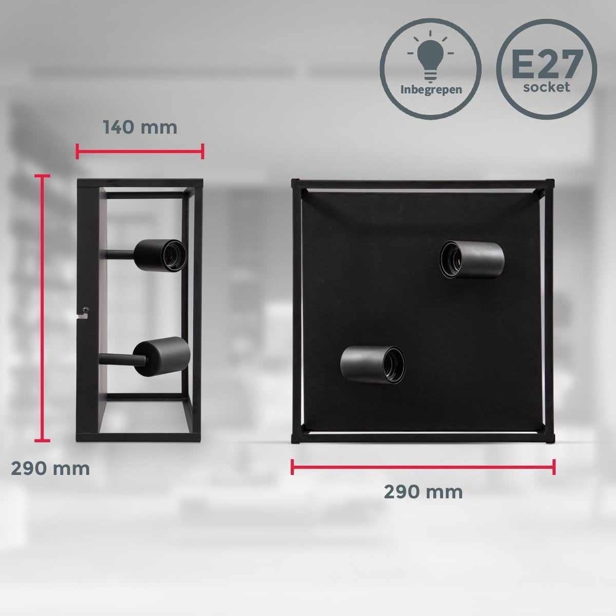 Plafondlampen woonkamer zwart | Incl.Lichtbron | E27 fitting | 8W | 640lm | 2400k 5 plafondlamp-zwart-incl-lichtbron-8w