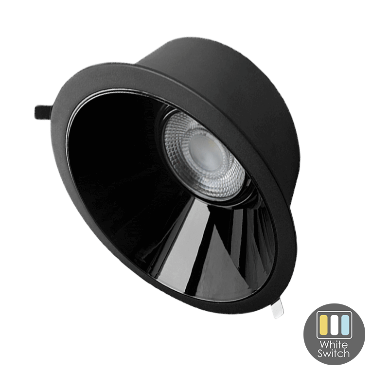 LED Downlight Kerber - TriColor - 16 Watt - Zaagmaat 130 -140MM - Zwart 2 LED-DOWNLIGHT-KERBER-WHITE-SWITCH-ZWART