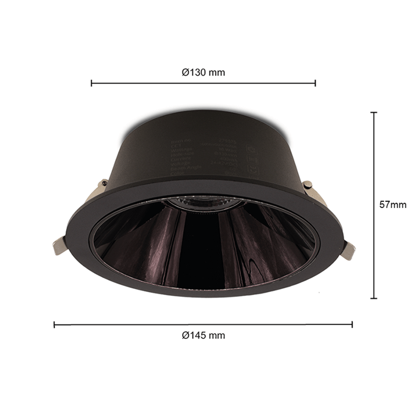 LED Downlight Kerber - TriColor - 16 Watt - Zaagmaat 130 -140MM - Zwart 4 LED-Downlight-Kerber–TriColor–16-Watt–Zaagmaat-130-140MM
