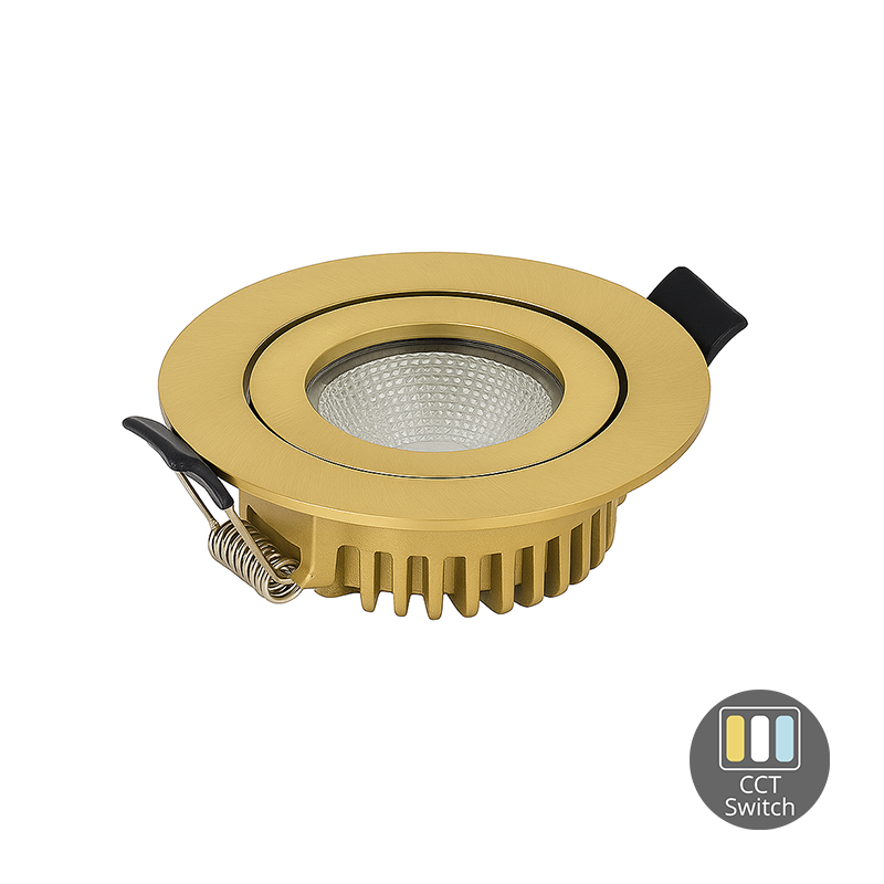 LED Inbouwspot Aristo | Dimbaar | IP65 | 4W en 6W | CCT Switch | Zaagmaat: Ø68-75 mm | Goud 2 led-inbouwspot-varda-slim-fit-6w-dim-messing-cct-switch
